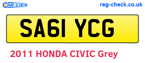 SA61YCG are the vehicle registration plates.