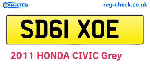 SD61XOE are the vehicle registration plates.