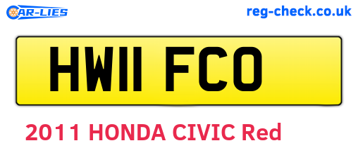 HW11FCO are the vehicle registration plates.