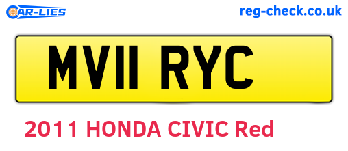 MV11RYC are the vehicle registration plates.