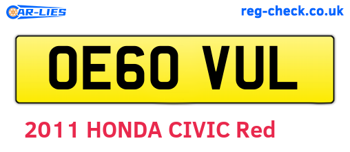OE60VUL are the vehicle registration plates.