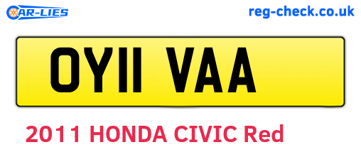 OY11VAA are the vehicle registration plates.