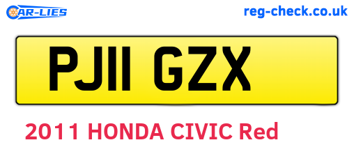 PJ11GZX are the vehicle registration plates.