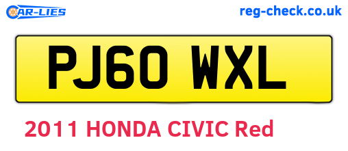 PJ60WXL are the vehicle registration plates.