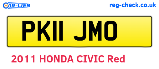 PK11JMO are the vehicle registration plates.