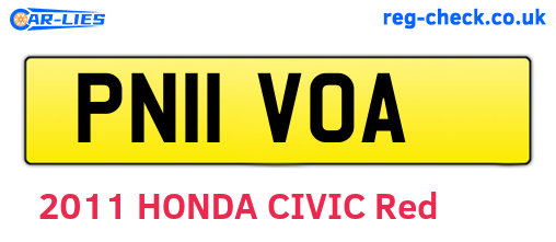 PN11VOA are the vehicle registration plates.