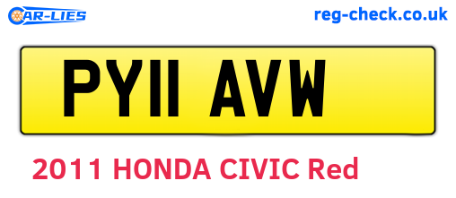PY11AVW are the vehicle registration plates.