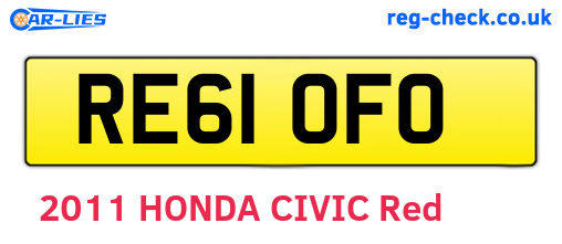 RE61OFO are the vehicle registration plates.