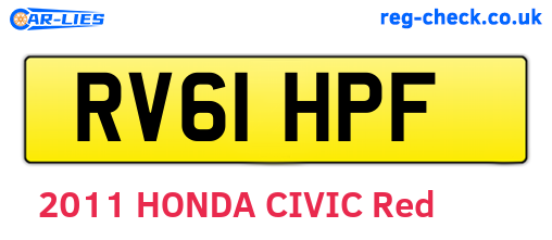 RV61HPF are the vehicle registration plates.