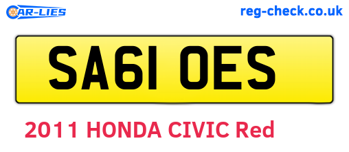 SA61OES are the vehicle registration plates.