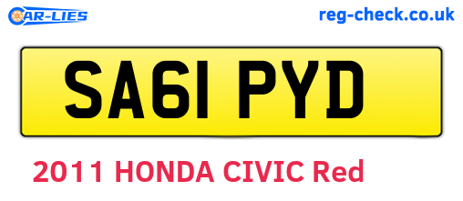 SA61PYD are the vehicle registration plates.