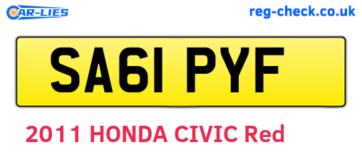 SA61PYF are the vehicle registration plates.