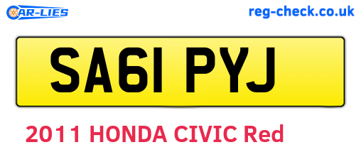 SA61PYJ are the vehicle registration plates.