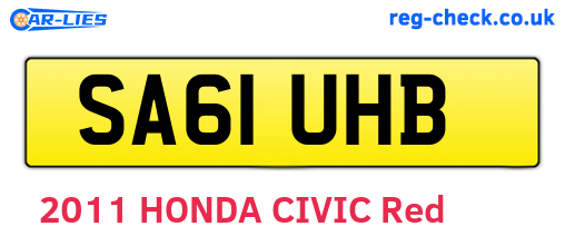 SA61UHB are the vehicle registration plates.