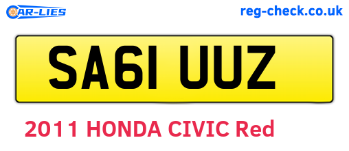 SA61UUZ are the vehicle registration plates.