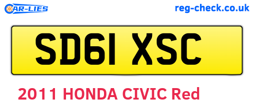 SD61XSC are the vehicle registration plates.
