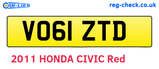 VO61ZTD are the vehicle registration plates.