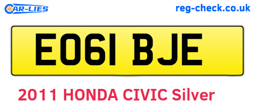 EO61BJE are the vehicle registration plates.