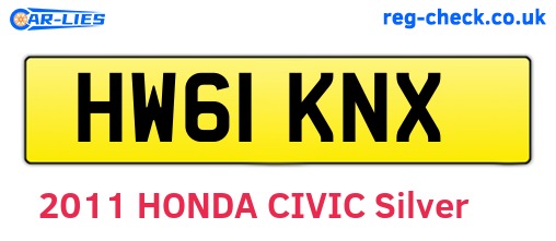 HW61KNX are the vehicle registration plates.
