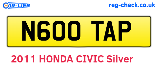 N600TAP are the vehicle registration plates.