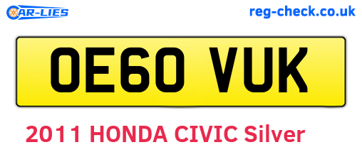OE60VUK are the vehicle registration plates.