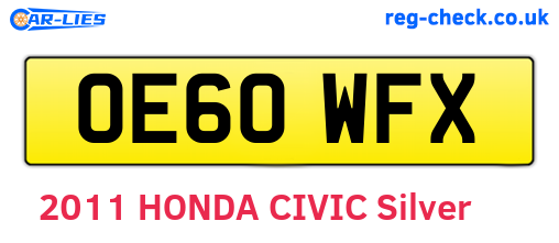 OE60WFX are the vehicle registration plates.