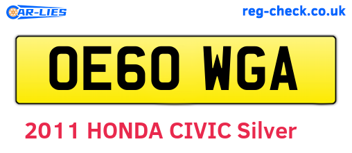 OE60WGA are the vehicle registration plates.
