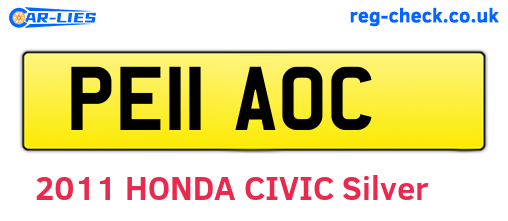 PE11AOC are the vehicle registration plates.