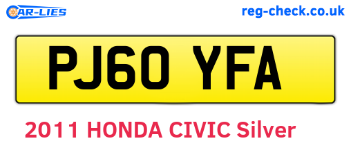 PJ60YFA are the vehicle registration plates.