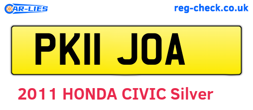 PK11JOA are the vehicle registration plates.