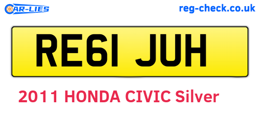 RE61JUH are the vehicle registration plates.
