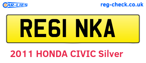 RE61NKA are the vehicle registration plates.