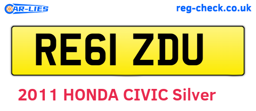 RE61ZDU are the vehicle registration plates.