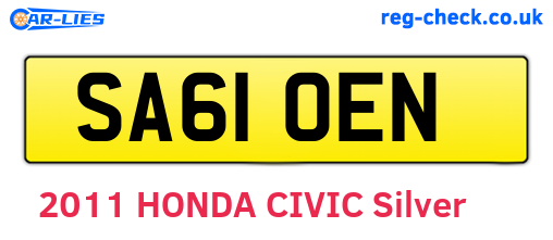 SA61OEN are the vehicle registration plates.