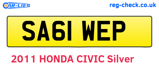 SA61WEP are the vehicle registration plates.