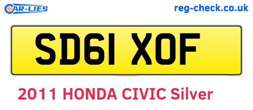 SD61XOF are the vehicle registration plates.