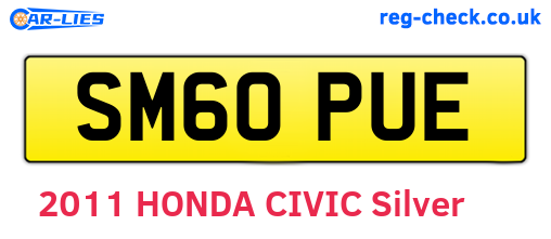 SM60PUE are the vehicle registration plates.