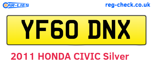 YF60DNX are the vehicle registration plates.