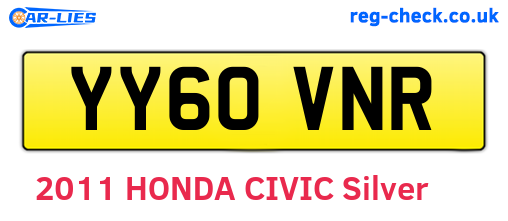 YY60VNR are the vehicle registration plates.