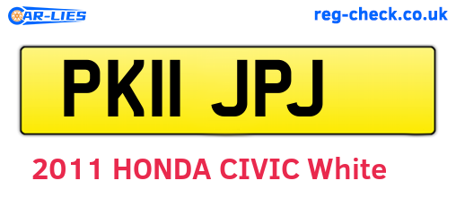 PK11JPJ are the vehicle registration plates.