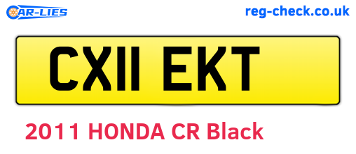 CX11EKT are the vehicle registration plates.