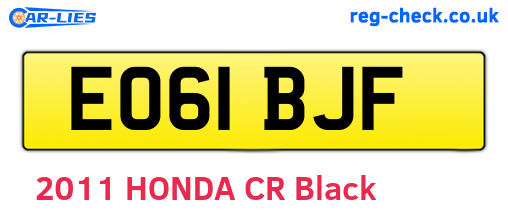 EO61BJF are the vehicle registration plates.