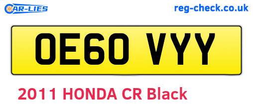 OE60VYY are the vehicle registration plates.