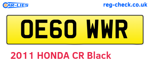 OE60WWR are the vehicle registration plates.