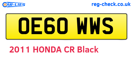 OE60WWS are the vehicle registration plates.
