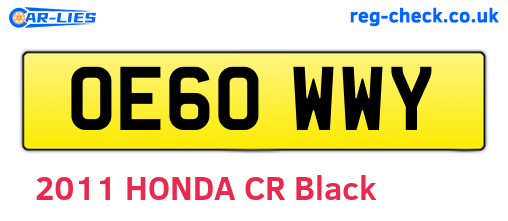 OE60WWY are the vehicle registration plates.