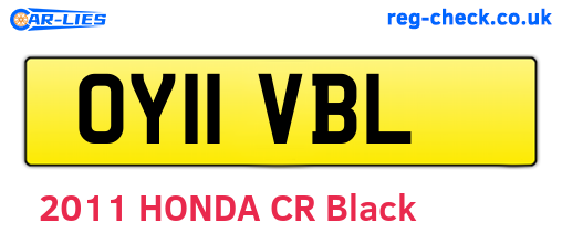 OY11VBL are the vehicle registration plates.