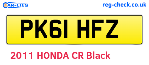 PK61HFZ are the vehicle registration plates.