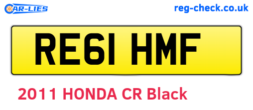 RE61HMF are the vehicle registration plates.