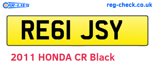 RE61JSY are the vehicle registration plates.